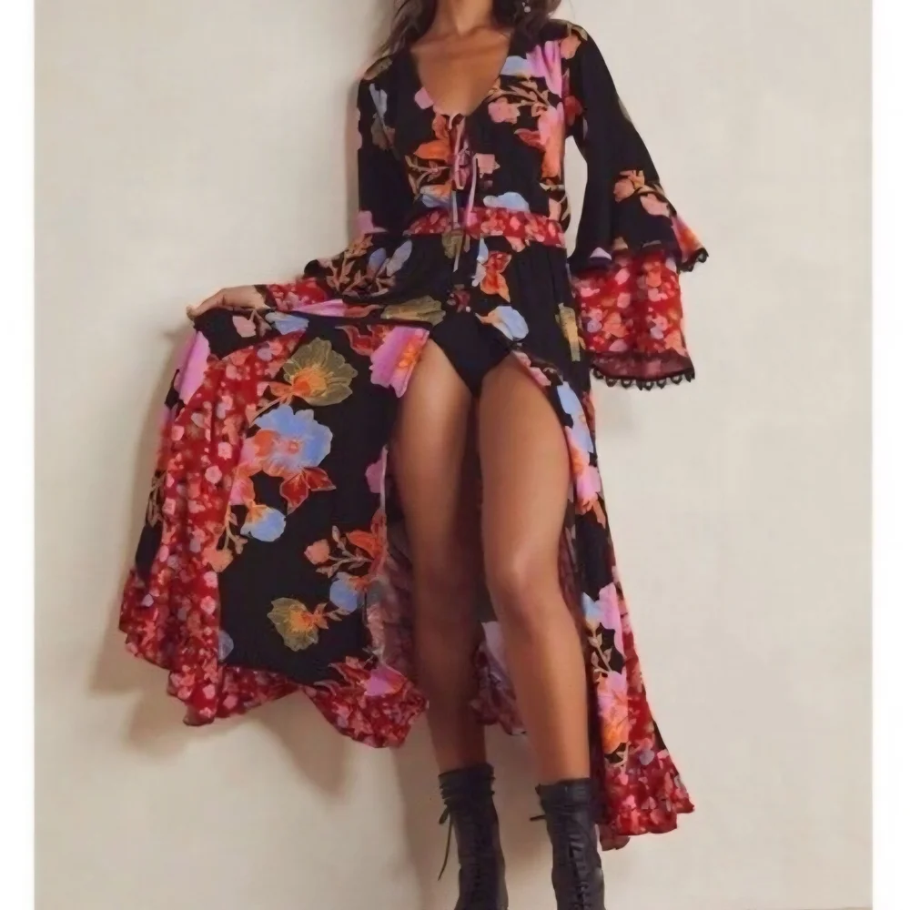 Free People Floral Maxi Dress - Black, Red, Pink, Blue - Picture 3 of 10